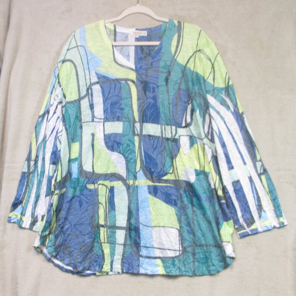 NWOT Jess & Jane Top Womens Size 3X Long Sleeve Abstract Art To Wear
